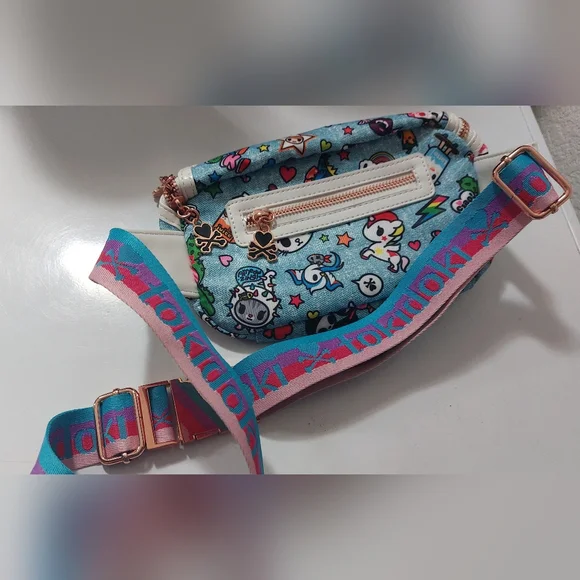 Tokidoki Denim Daze Blue Fanny Waist Sling Belt Bag With Matching Bifold Wallet